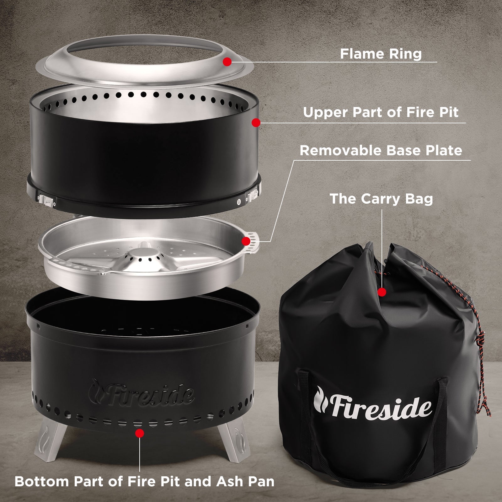 Pluto Smokeless Outdoor Fire Pit – Painted Black