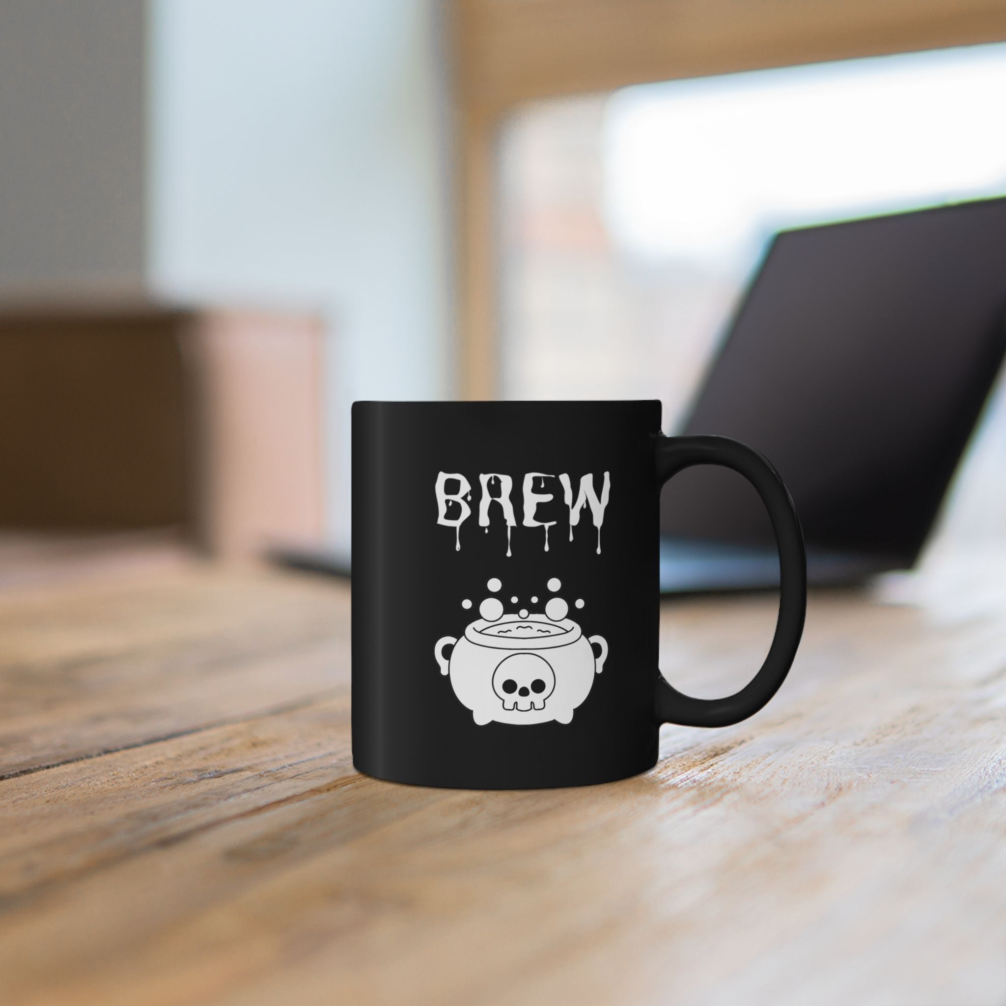 Brew Cauldron Black Coffee Mug — Spooky Halloween Witchy 11oz & 15oz