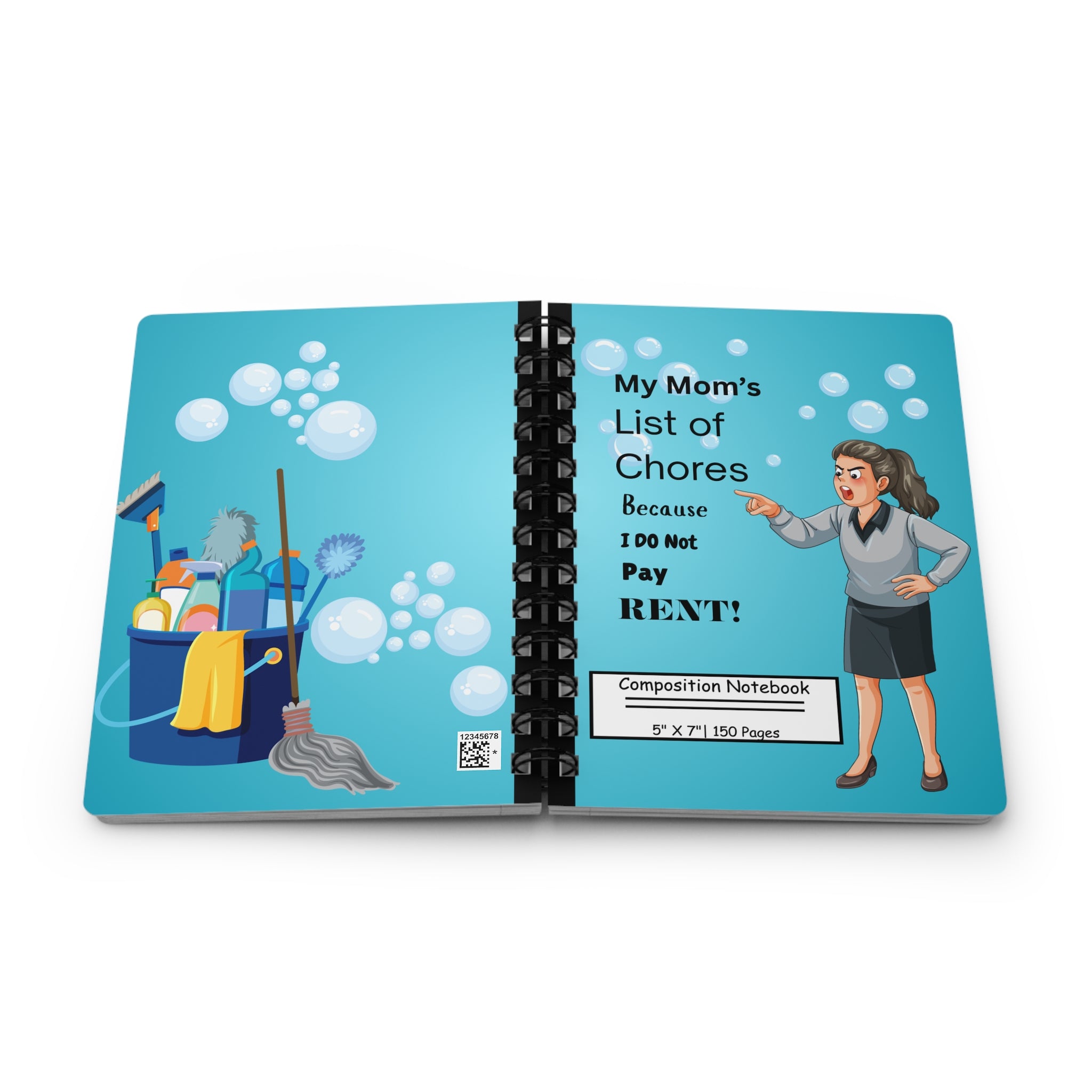 Spiral Notebook — "My Mom's List of Chores Because I Do Not Pay Rent" Funny Cleaning Journal