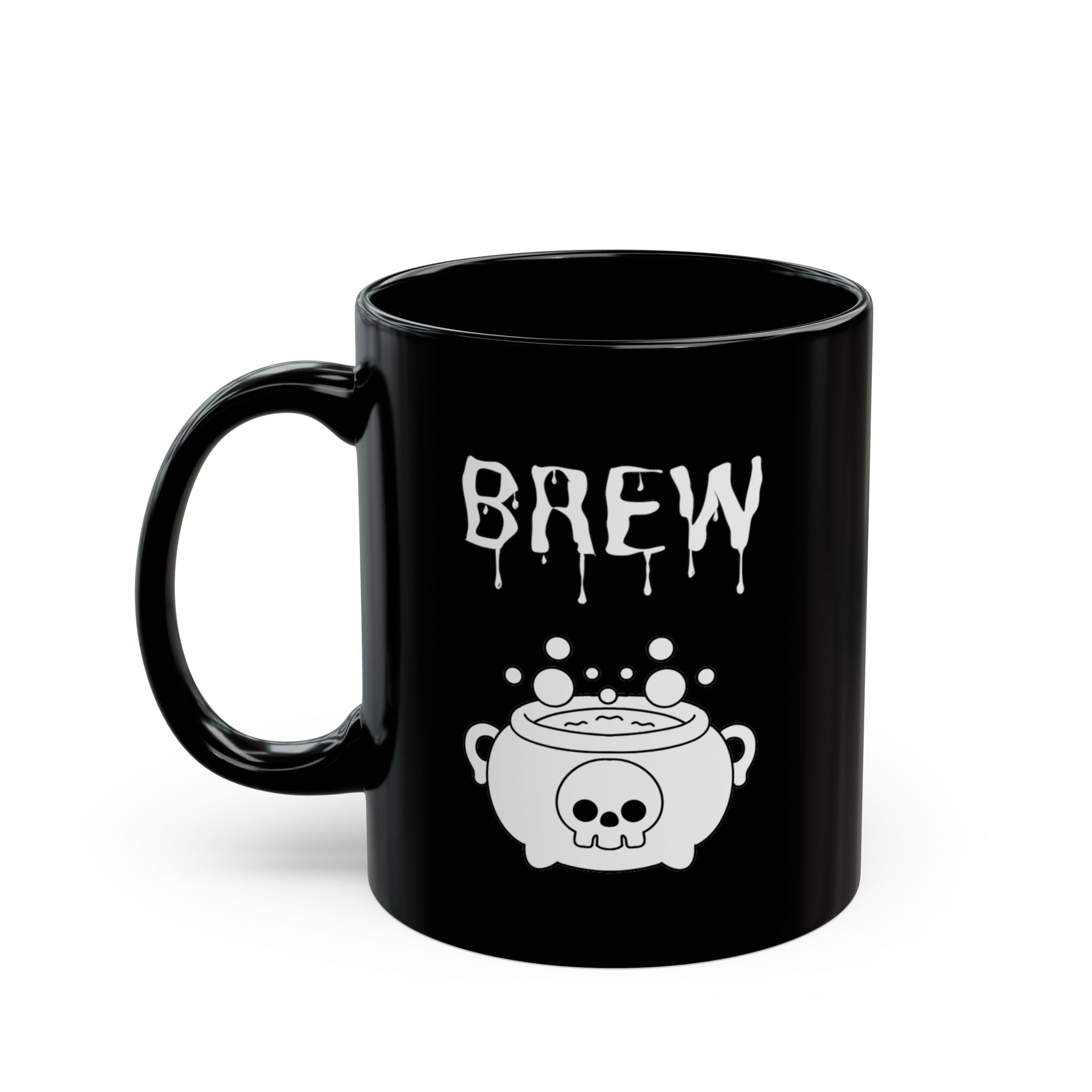 Brew Cauldron Black Coffee Mug — Spooky Halloween Witchy 11oz & 15oz
