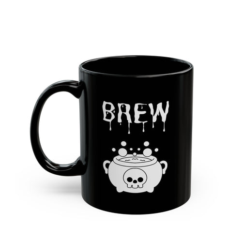 Brew Cauldron Black Coffee Mug — Spooky Halloween Witchy 11oz & 15oz