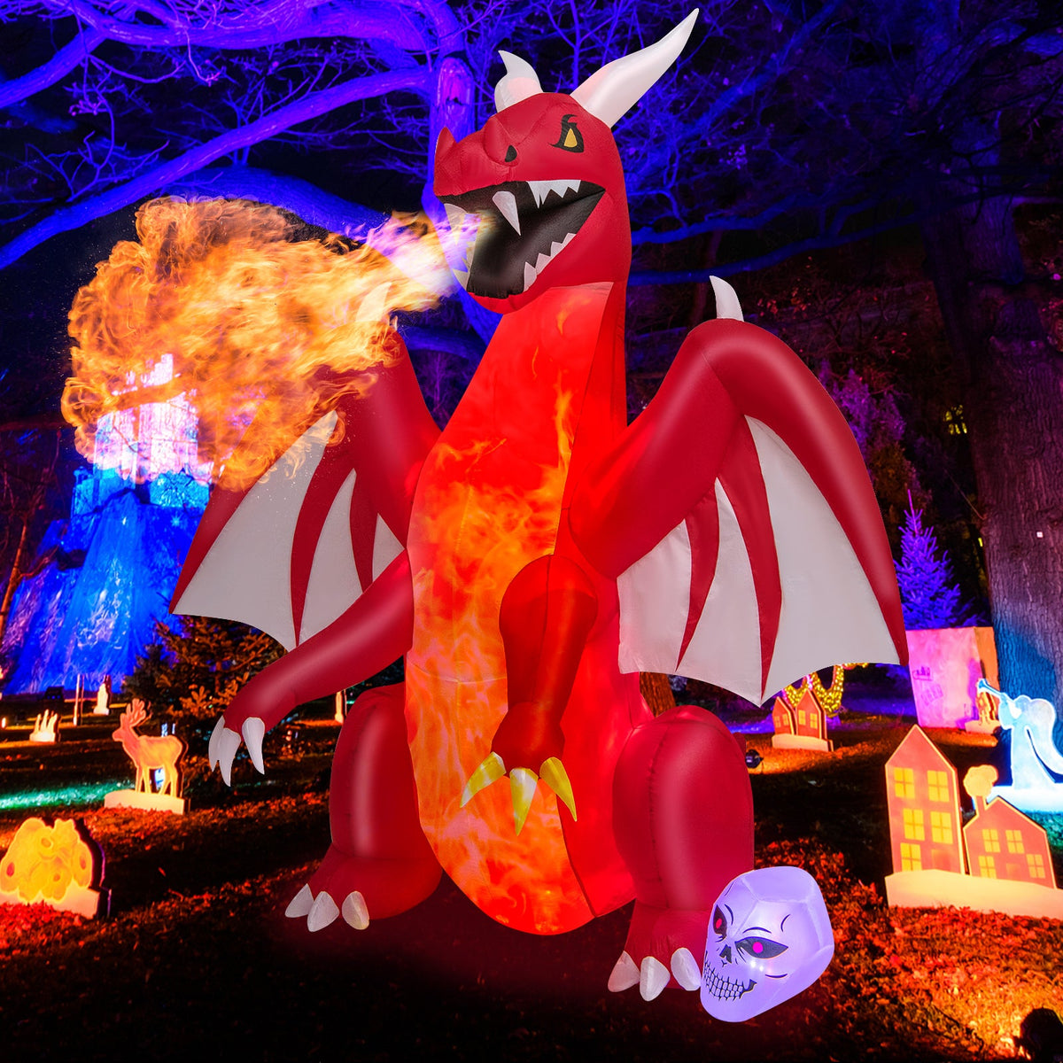 Light-Up Red Dragon Halloween Inflatable