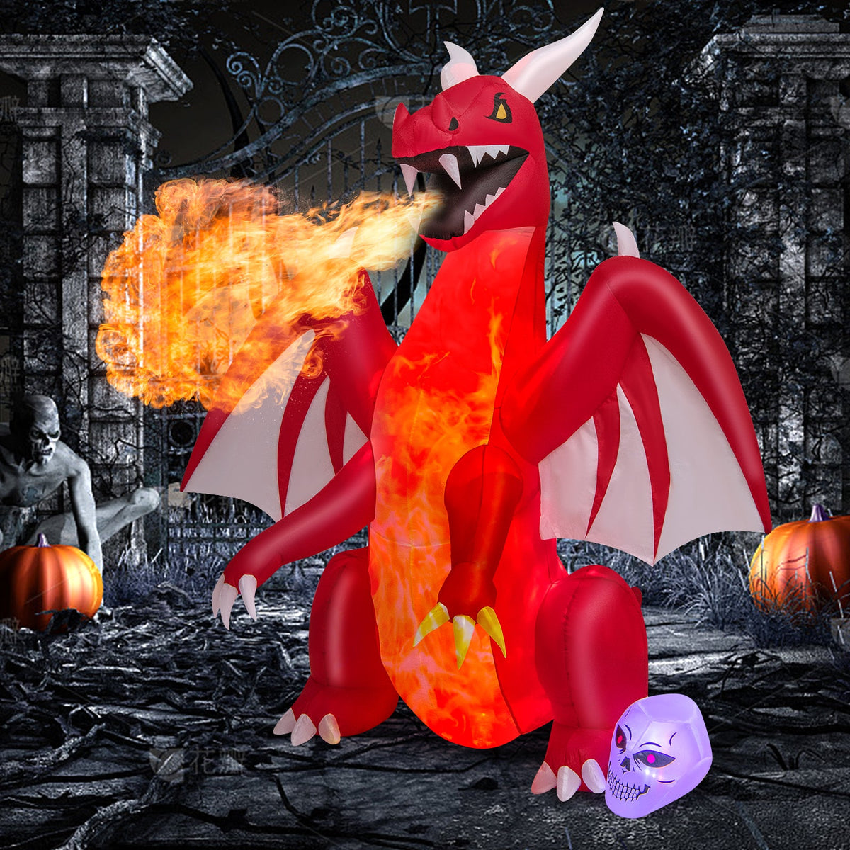 Light-Up Red Dragon Halloween Inflatable
