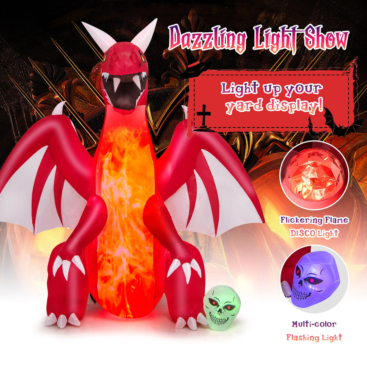 Light-Up Red Dragon Halloween Inflatable