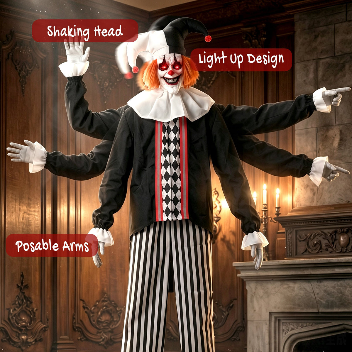 HOMCOM Animated Halloween Clown Decoration