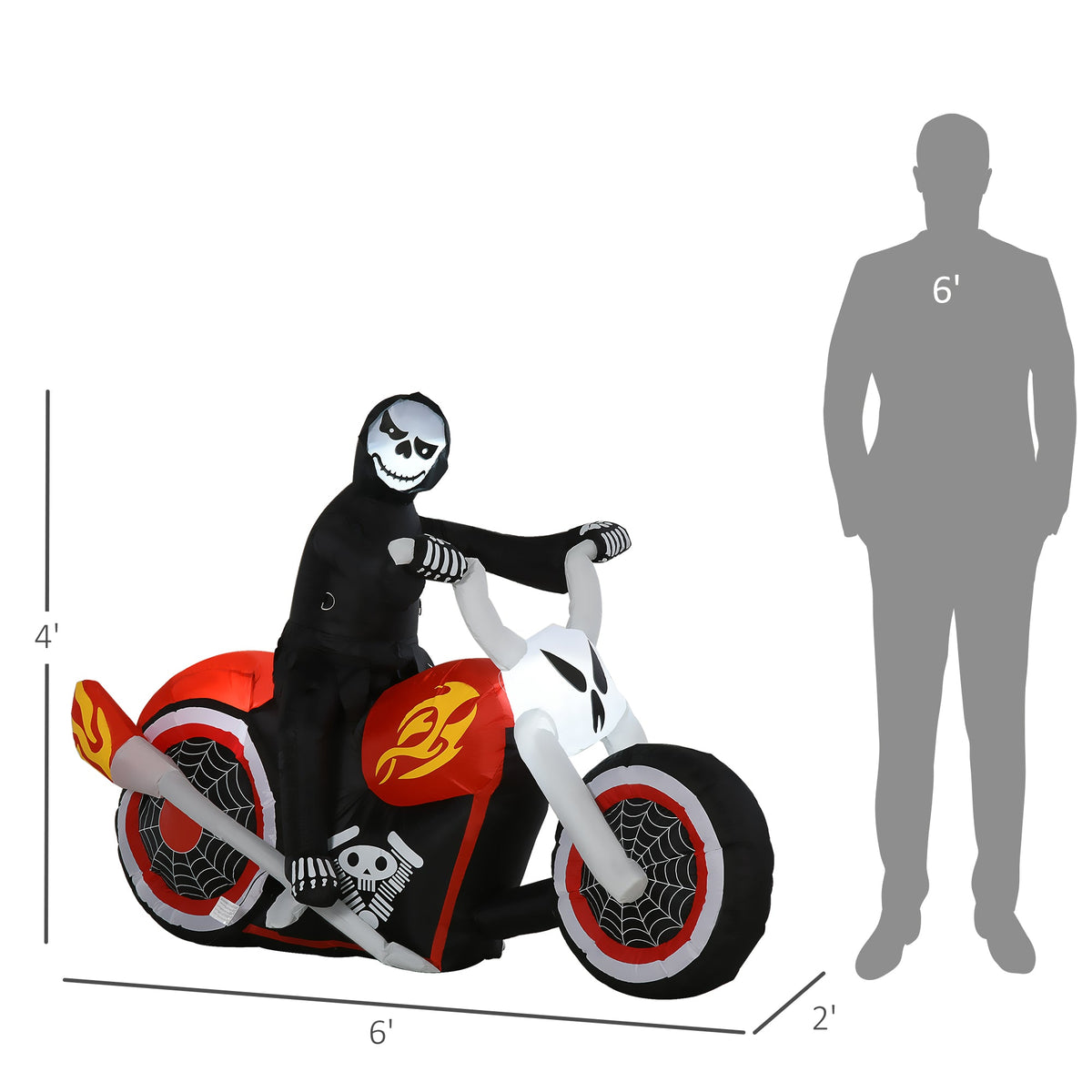 Grim Ghost Biker Halloween Yard Inflatable