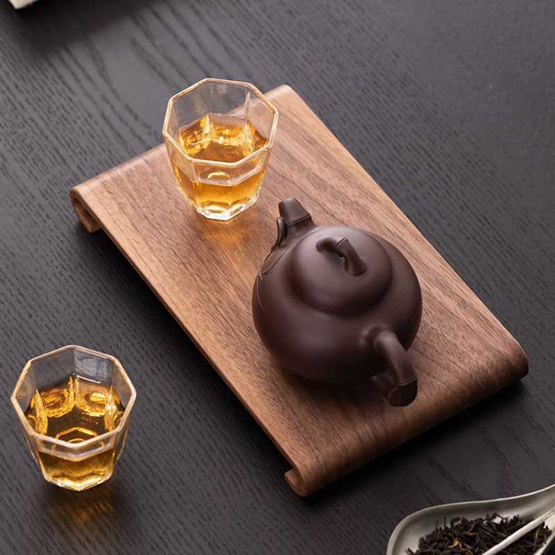Retro Walnut Tea Tray & Candle Holder