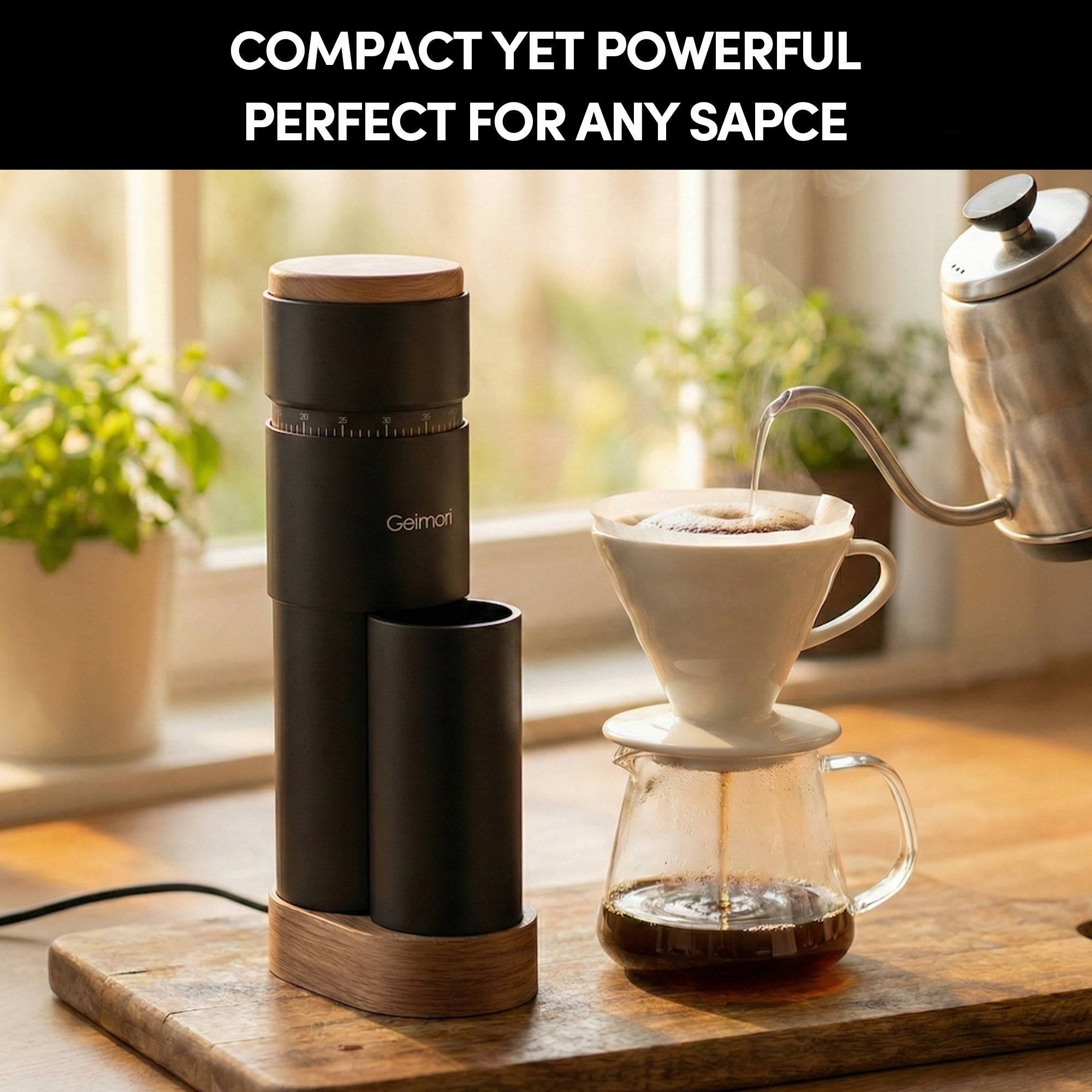 Geimori T38 Plus Electric Coffee Grinder — Compact Plug-In