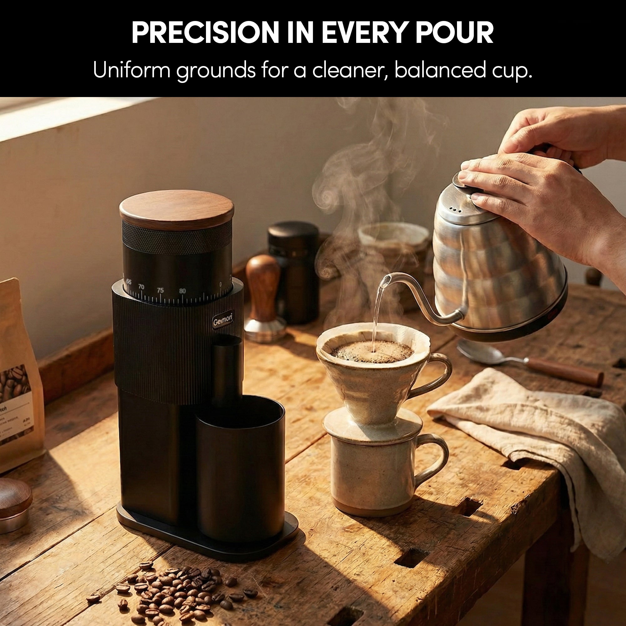 Geimori T38 Battery Coffee Grinder — Portable Espresso & Filter