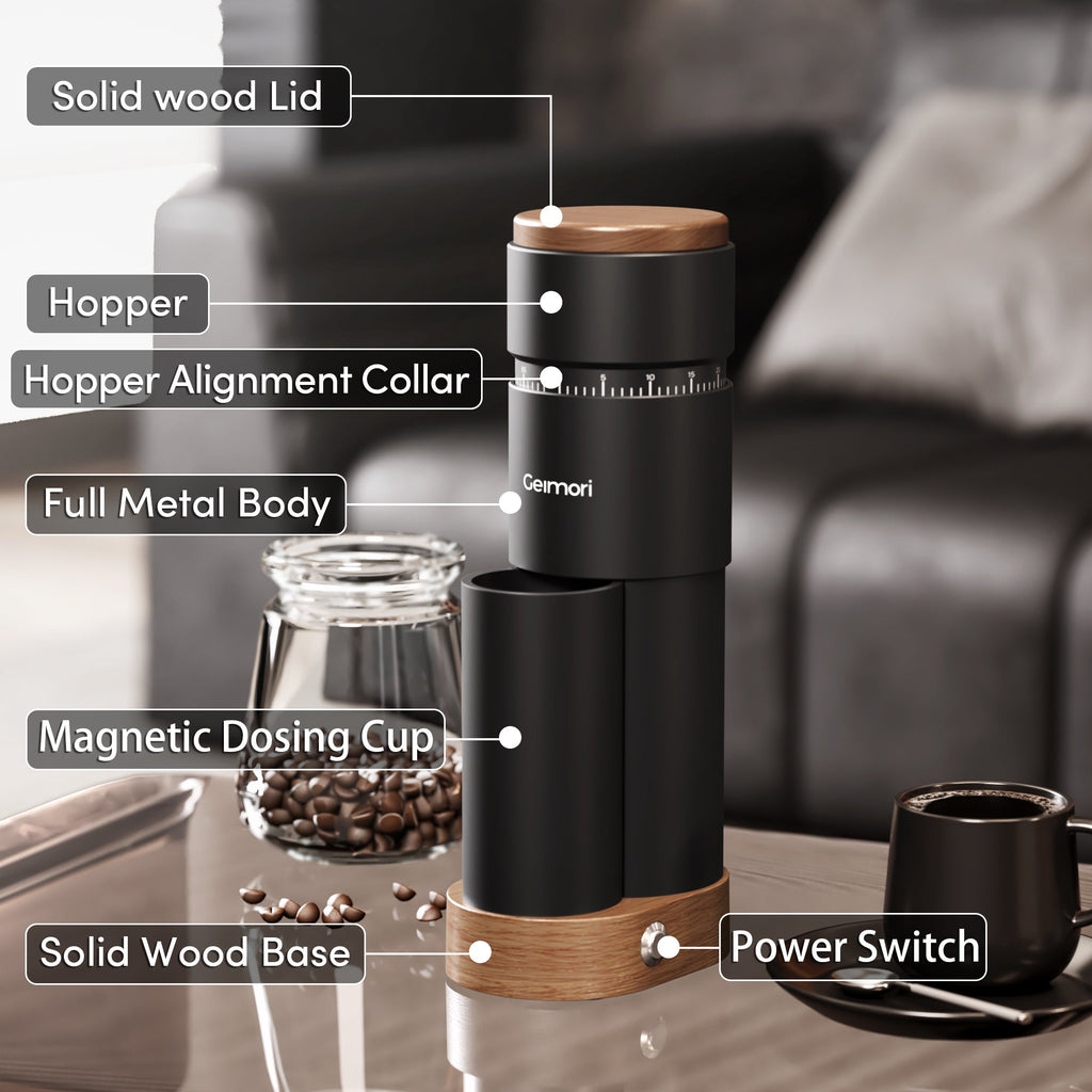 Geimori T38 Plus Electric Coffee Grinder — Compact Plug-In