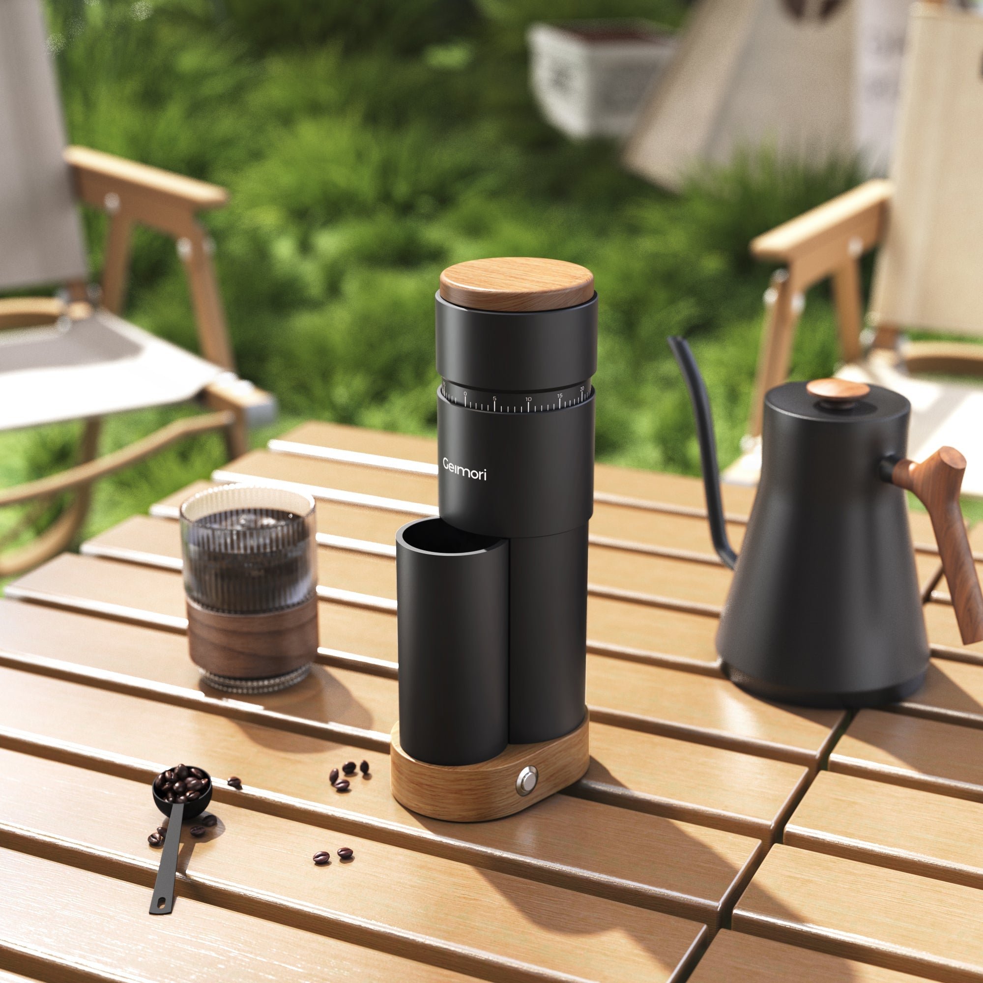 Geimori T38 Plus Electric Coffee Grinder — Compact Plug-In
