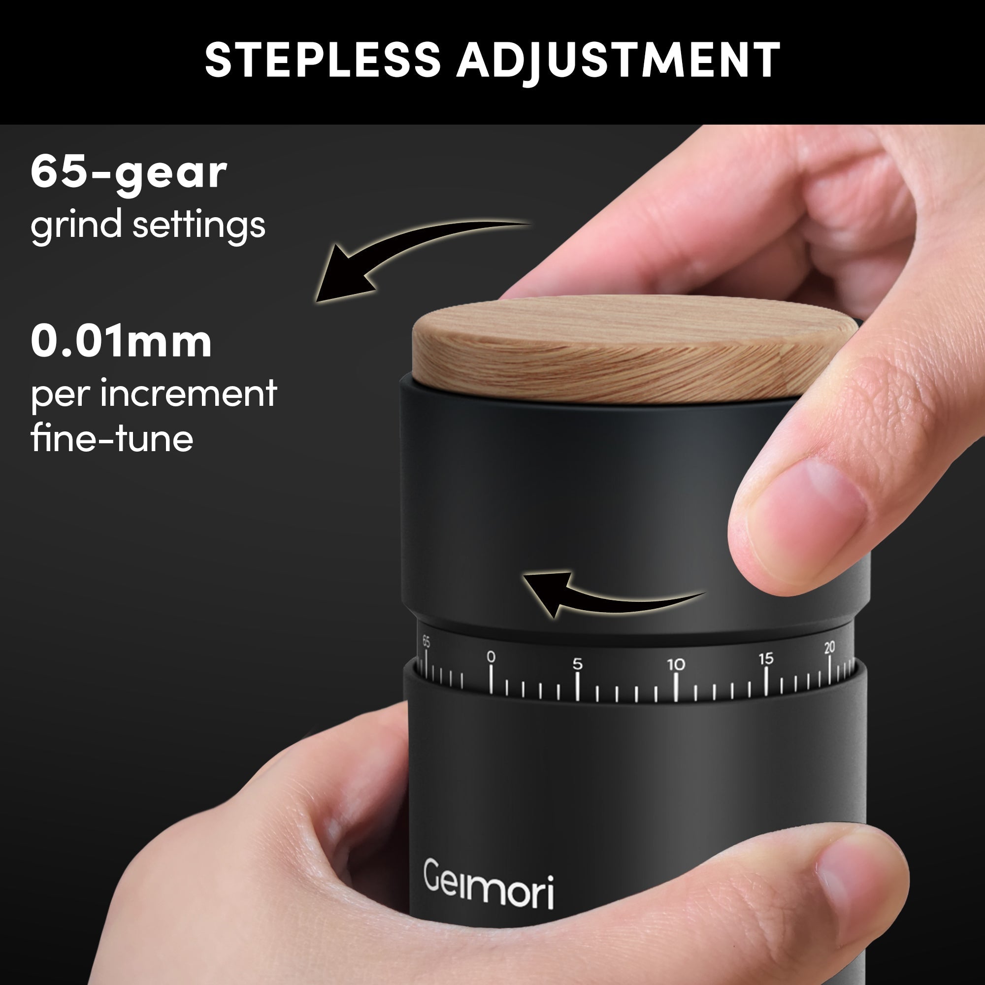 Geimori T38 Plus Electric Coffee Grinder — Compact Plug-In