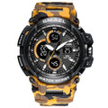Men's Orange Military Sport Watch – LED, 50M Waterproof