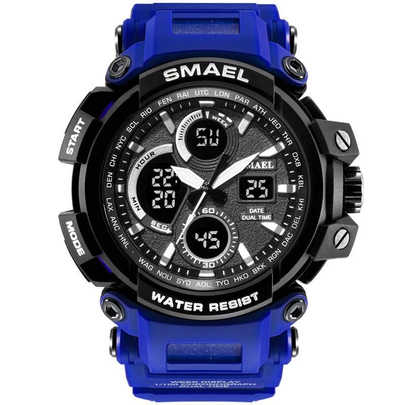 Men's Orange Military Sport Watch – LED, 50M Waterproof