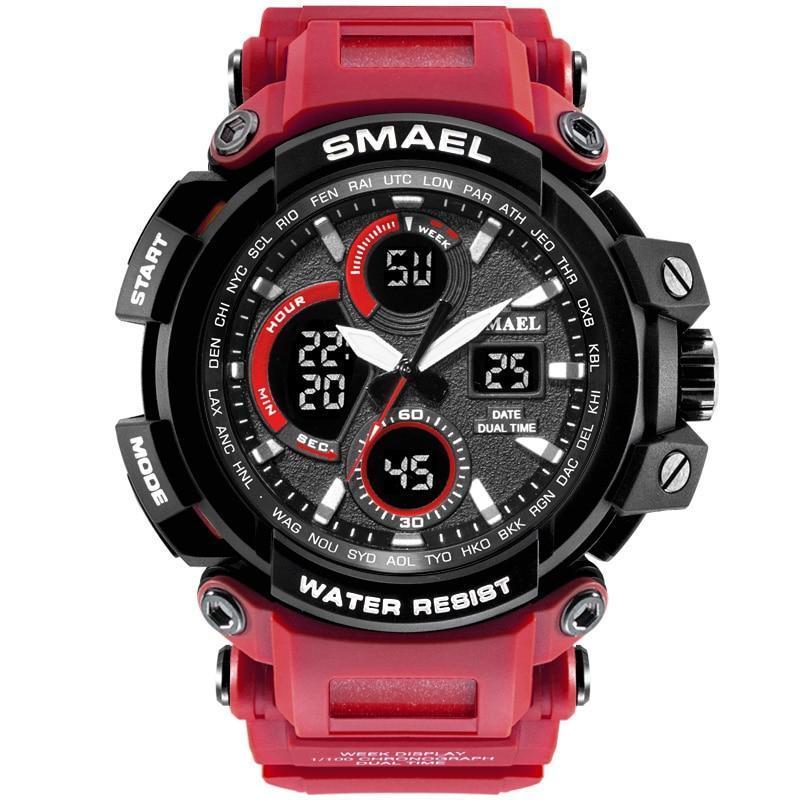 Men's Orange Military Sport Watch – LED, 50M Waterproof