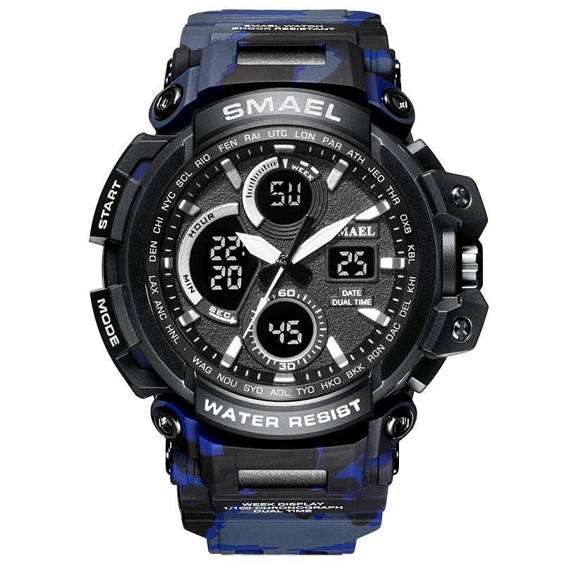 Men's Orange Military Sport Watch – LED, 50M Waterproof