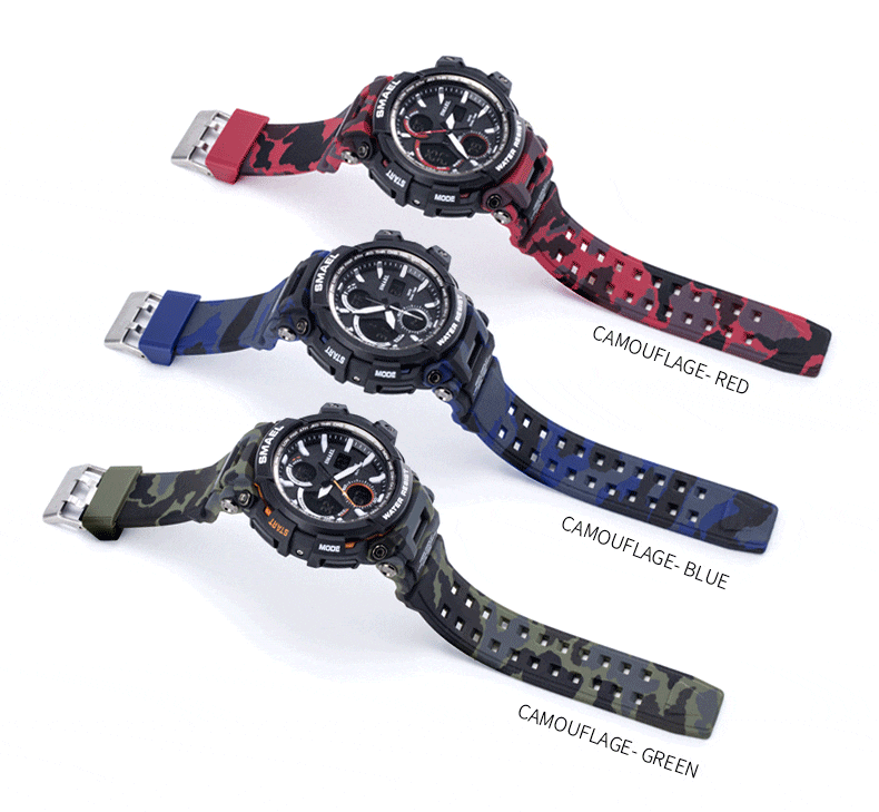 Men's Orange Military Sport Watch – LED, 50M Waterproof