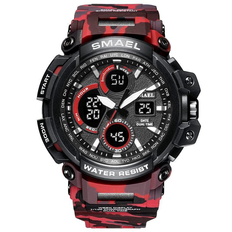 Men's Orange Military Sport Watch – LED, 50M Waterproof