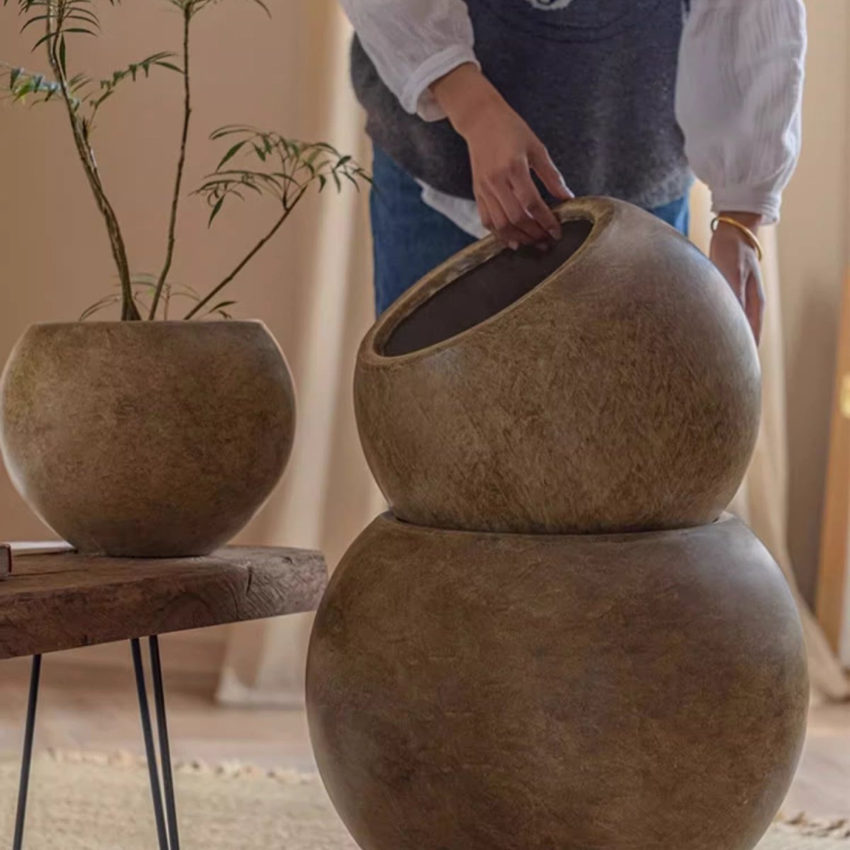 Round Clay Planter