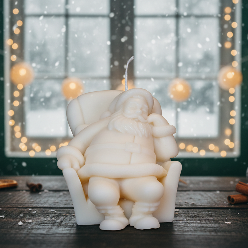 Napping Santa Candle | Sculptural Holiday Soy Wax