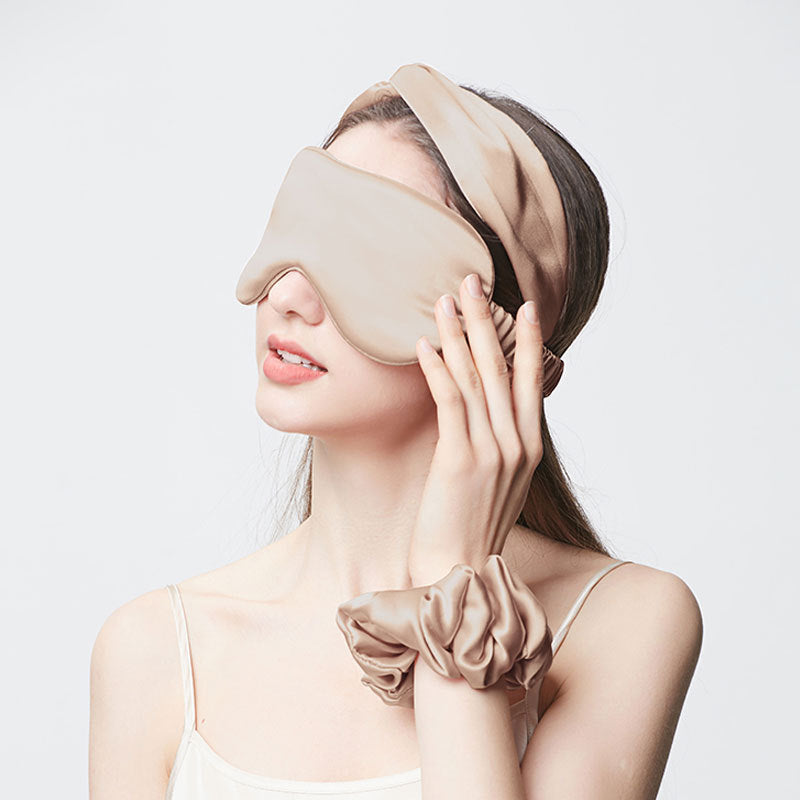 22 Momme 100% Mulberry Silk Sleep Set – Eye Mask, Headband & Scrunchie, Light-Blocking