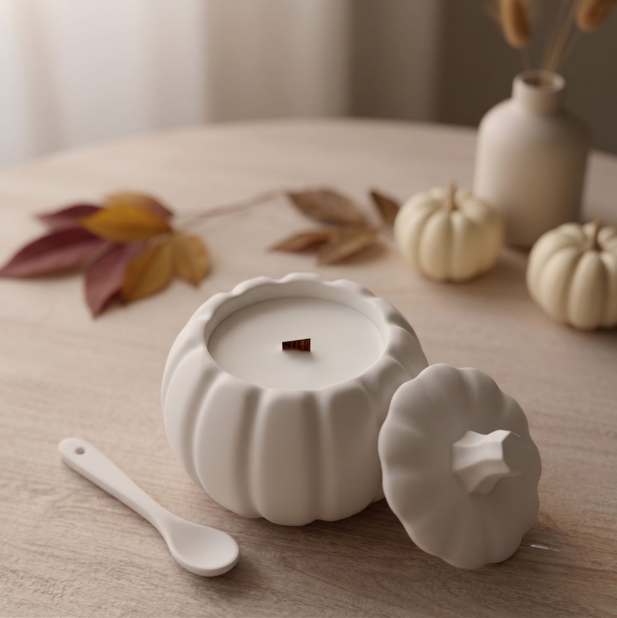 Jesmonite Pumpkin Candle | Sculptural Fall Décor