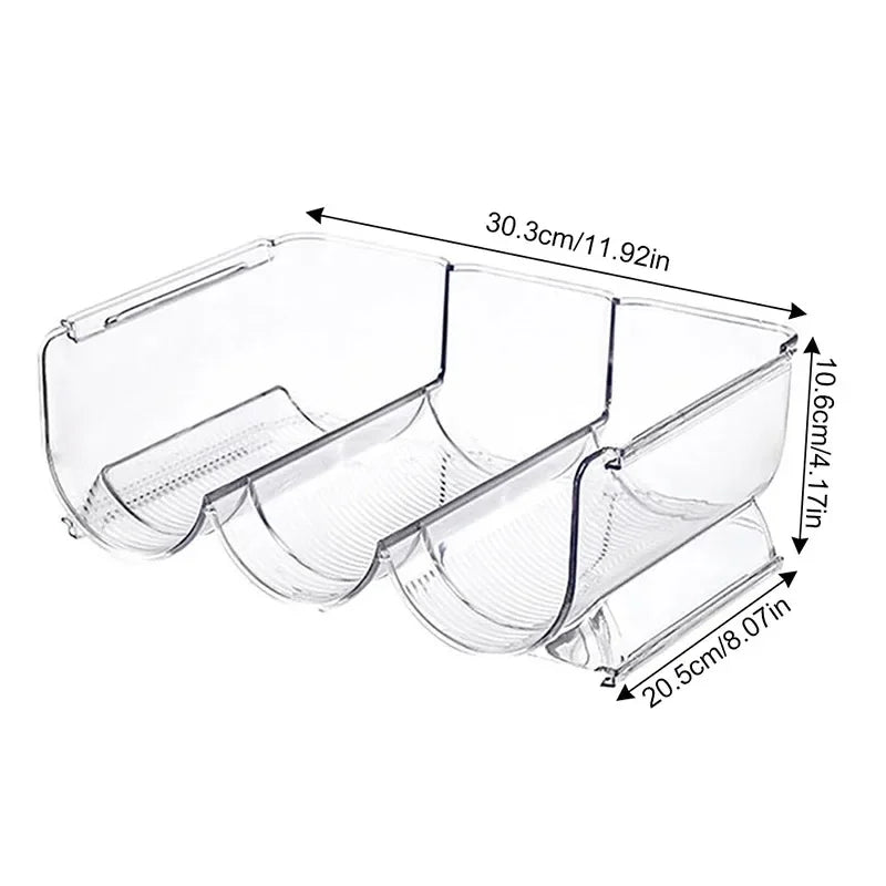 Clear Refrigerator Wine & Water Bottle Holder — Stackable Storage Rack