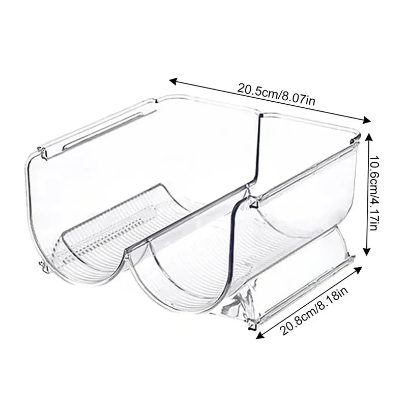 Clear Refrigerator Wine & Water Bottle Holder — Stackable Storage Rack