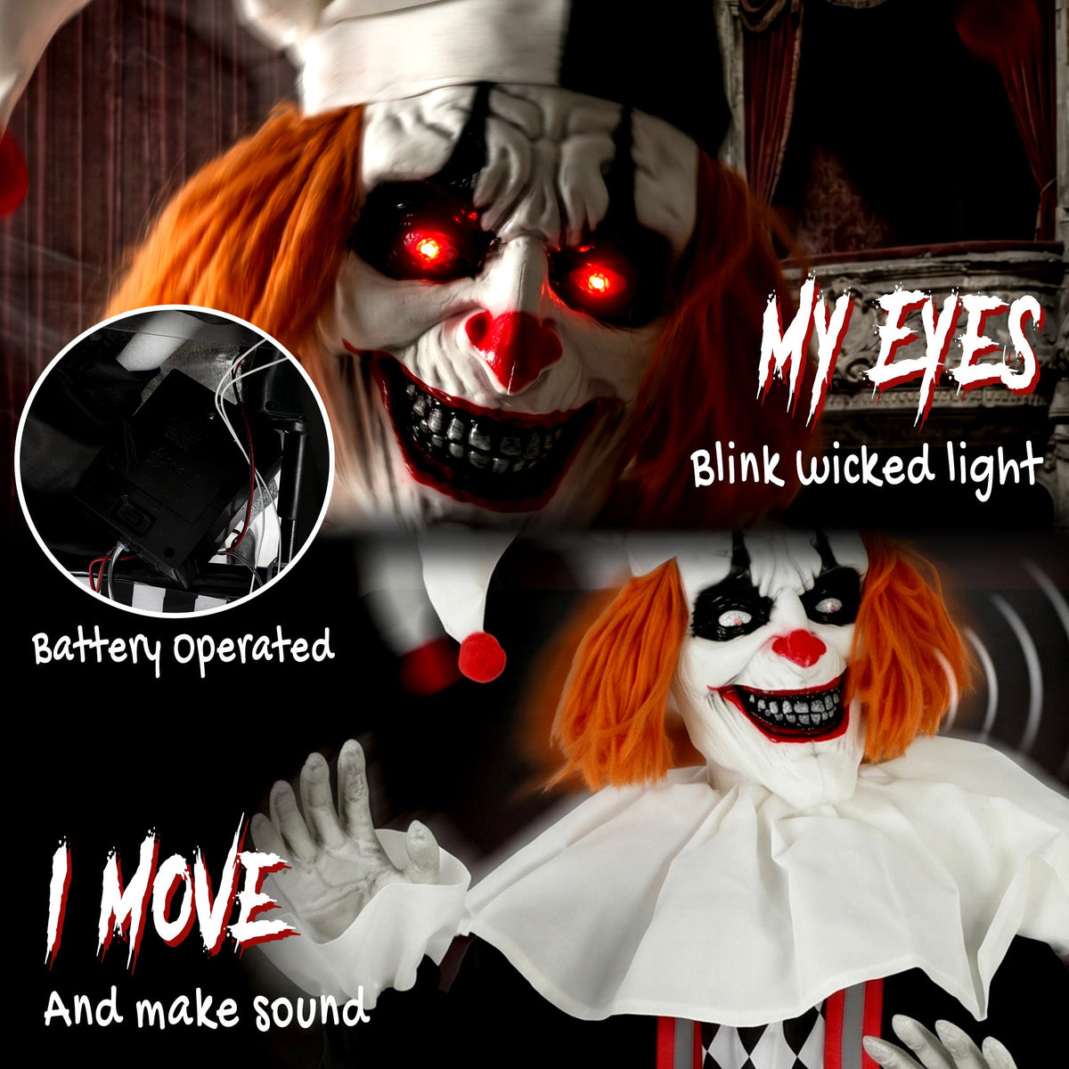 HOMCOM Animated Halloween Clown Decoration