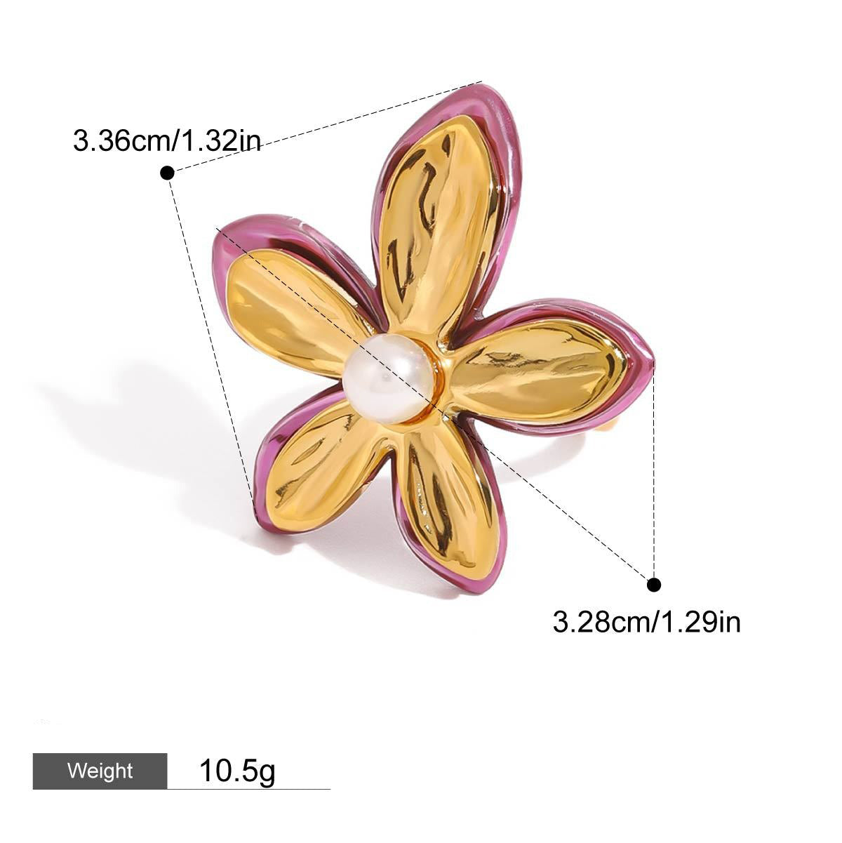 18K Gold Pearl Flower Ring