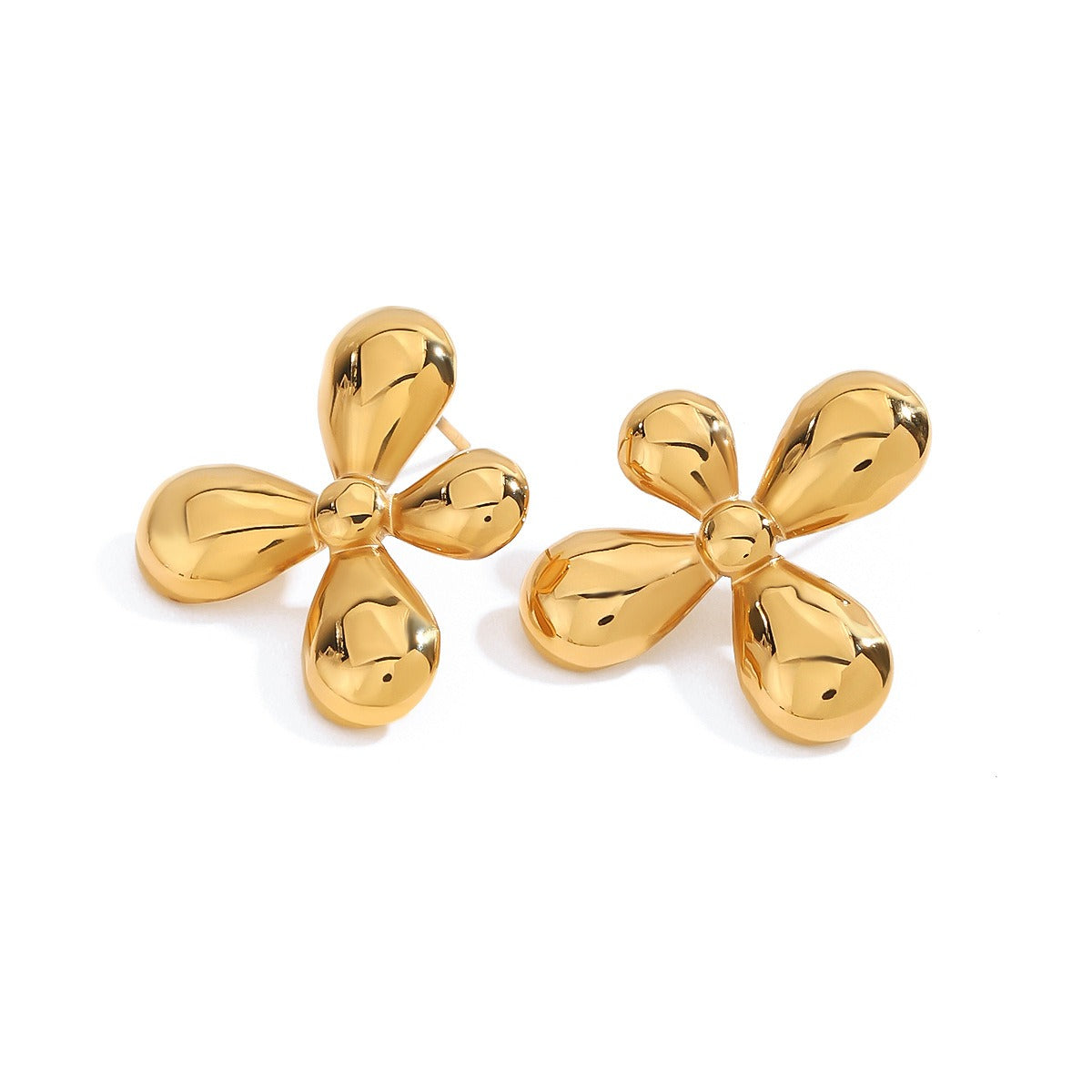 Gold Flower Earrings — 18K Gold Overlay