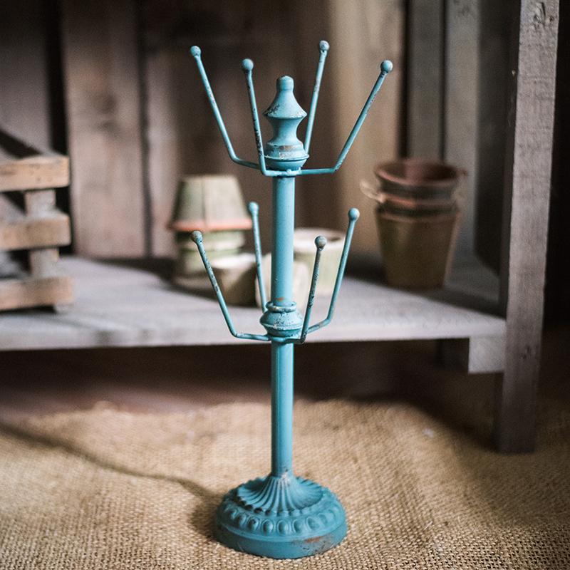 Blue Metal Cup Holder & Planter Stand