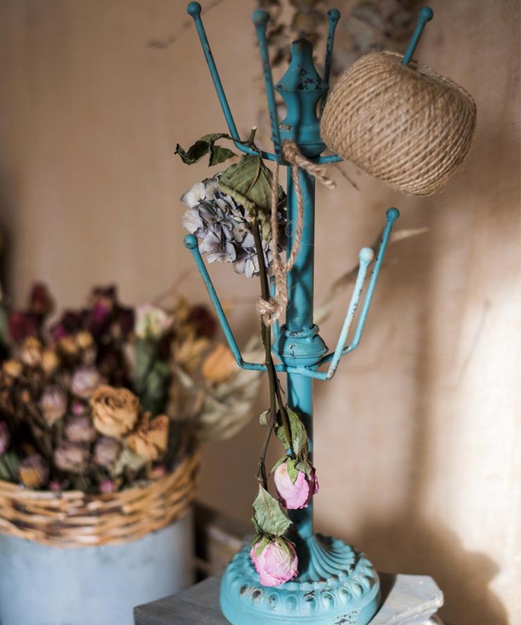 Blue Metal Cup Holder & Planter Stand