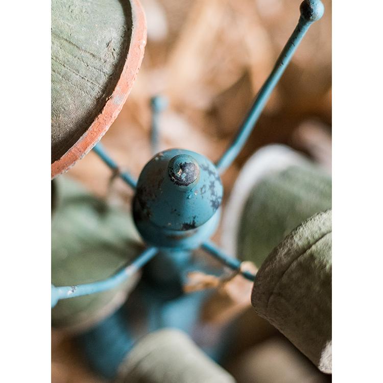 Blue Metal Cup Holder & Planter Stand