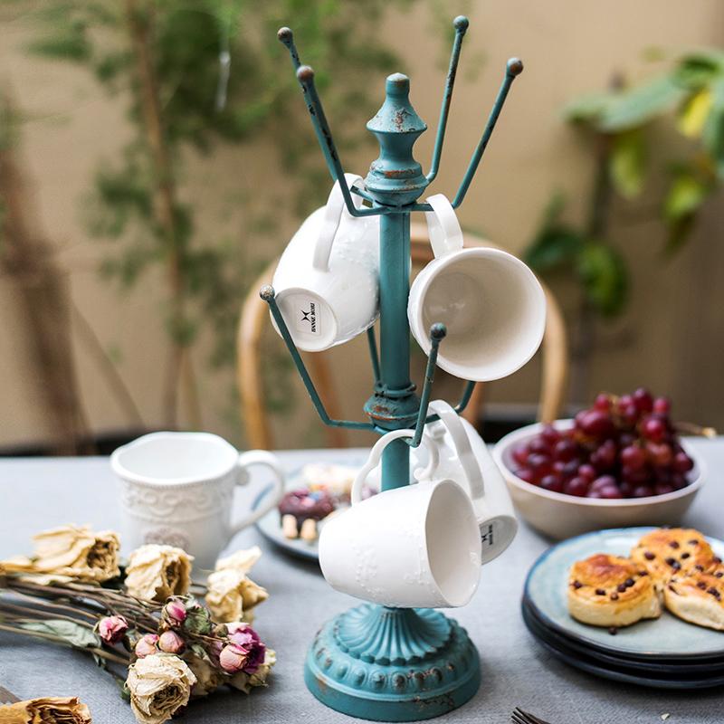 Blue Metal Cup Holder & Planter Stand