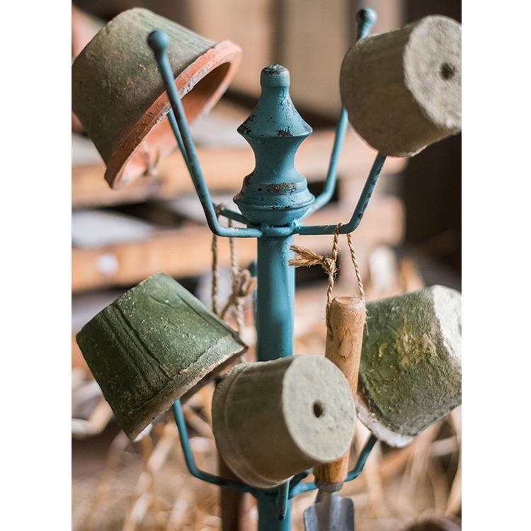 Blue Metal Cup Holder & Planter Stand