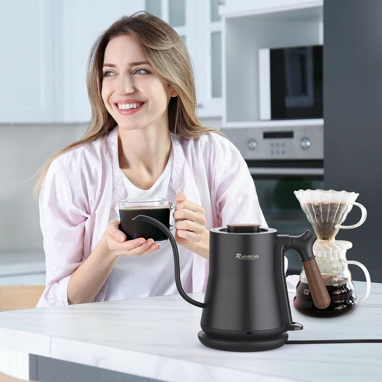 Gooseneck Electric Kettle — Stainless Steel, Rapid Heat & Auto Shutoff