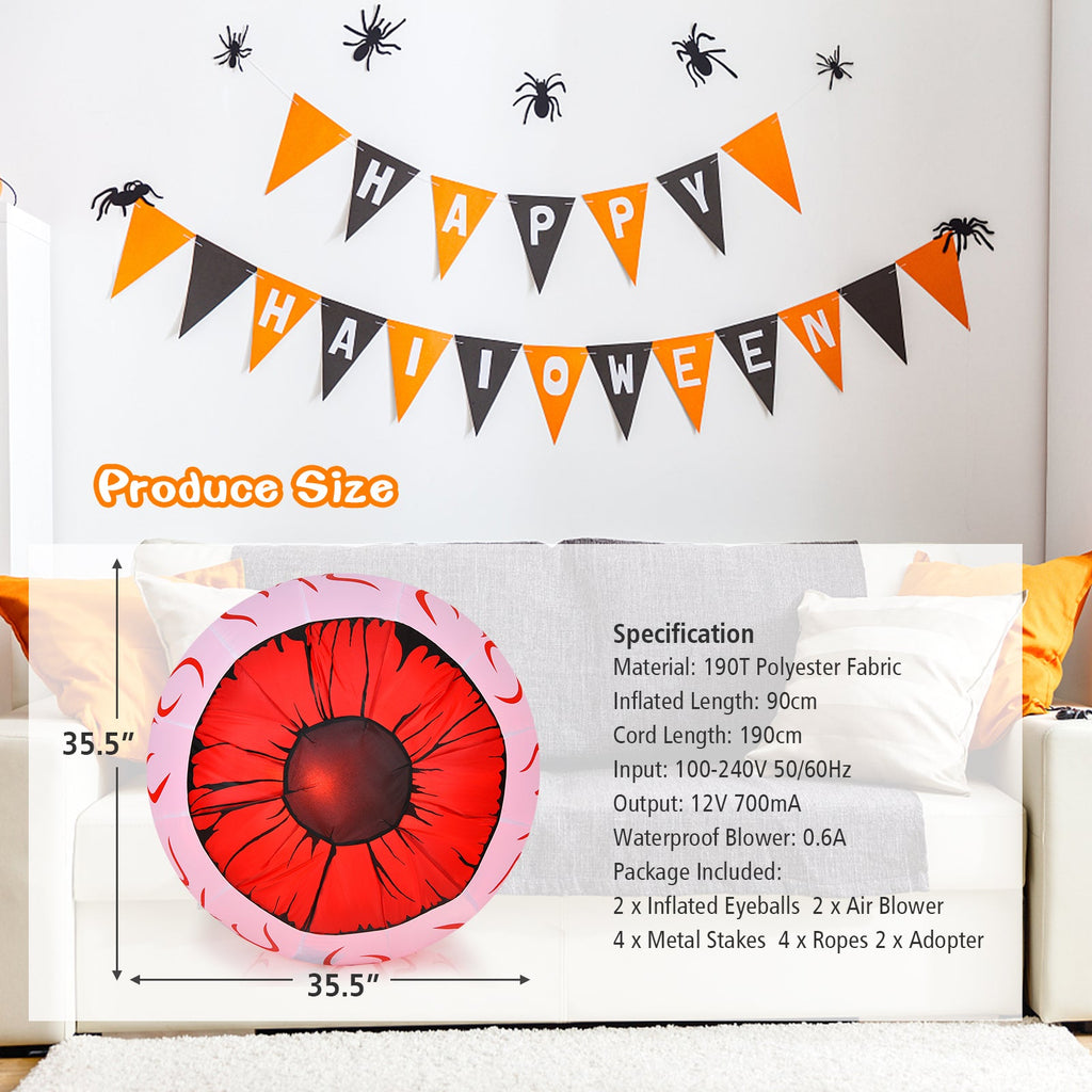 Light-Up Inflatable Halloween Eyeballs, Set of 2