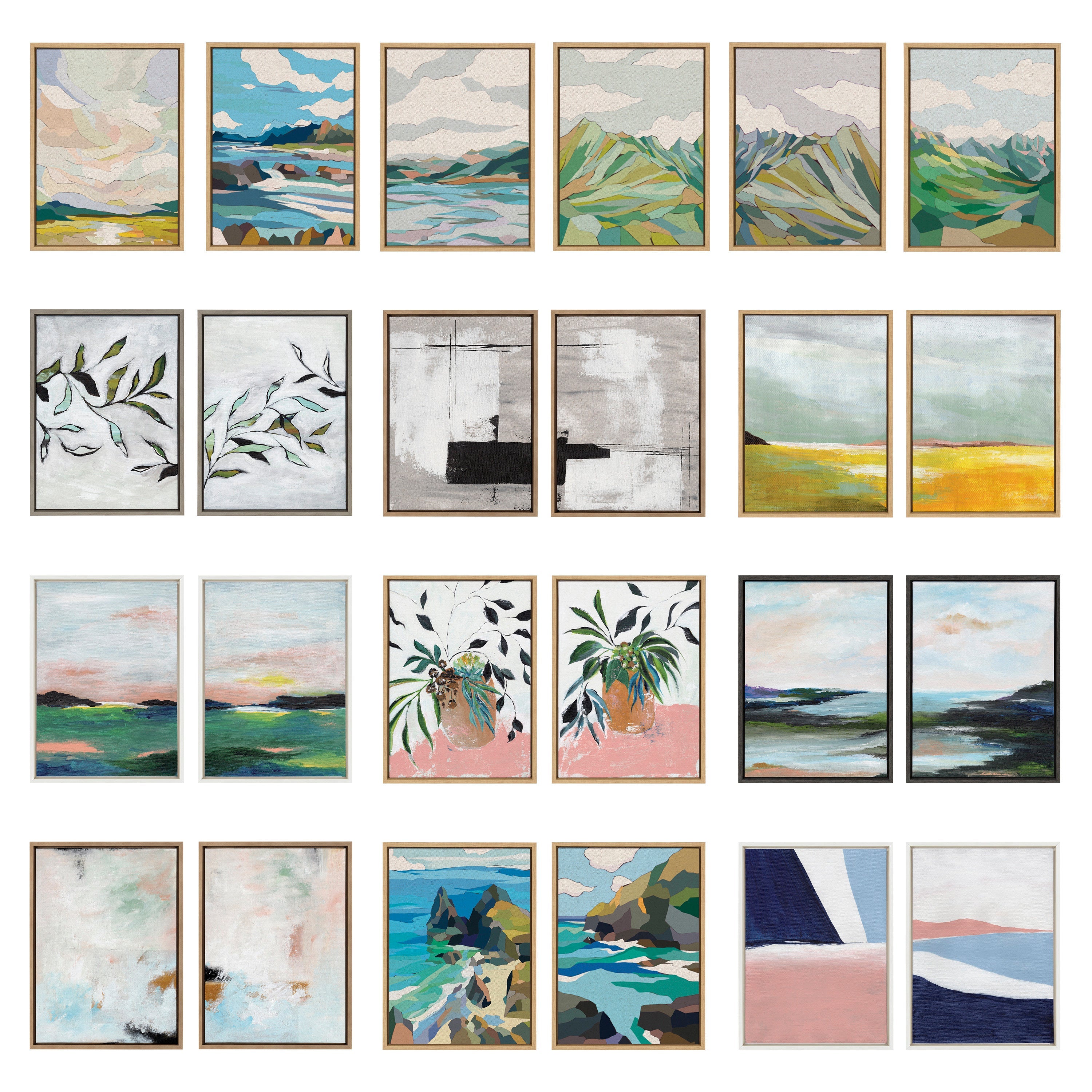 Sylvie Coast and Phi Phi on Neutral Linen Framed Canvas Art Set by Nikita Jariwala