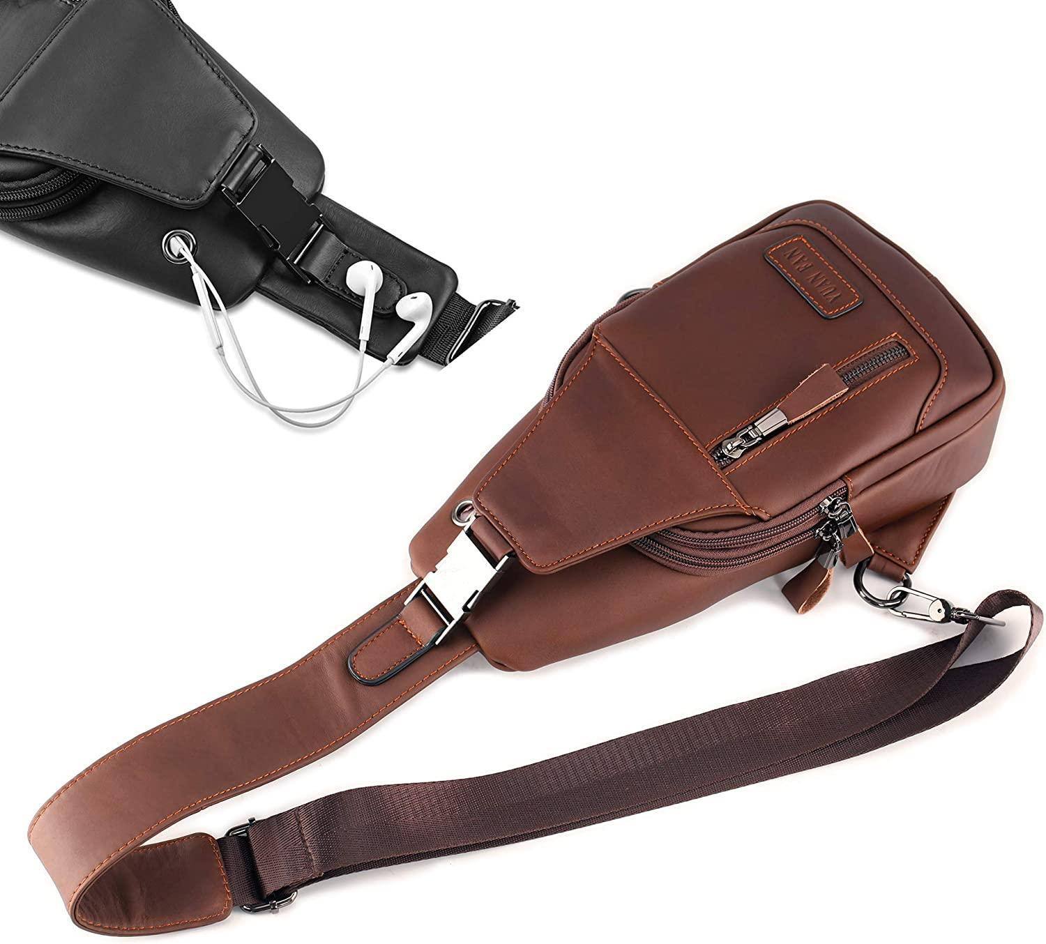 Men's Genuine Leather Sling Bag – Slim Professional Carry