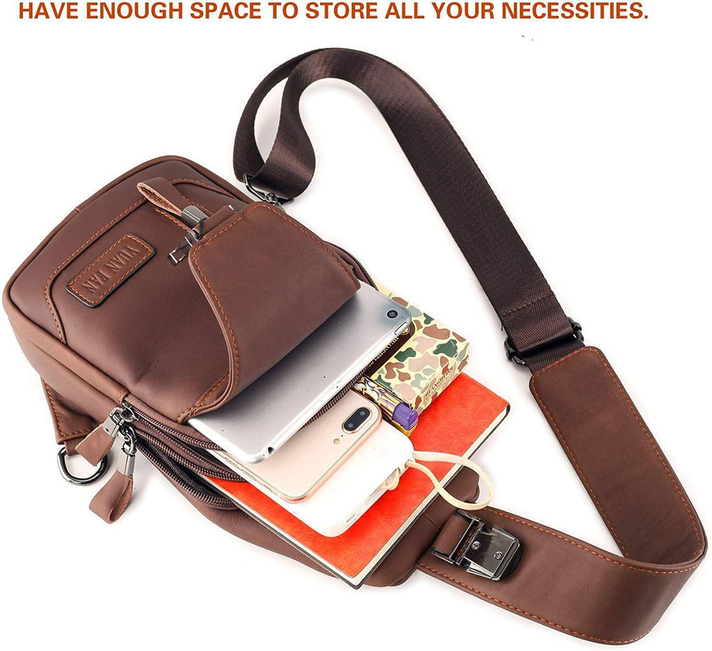 Men's Genuine Leather Sling Bag – Slim Professional Carry