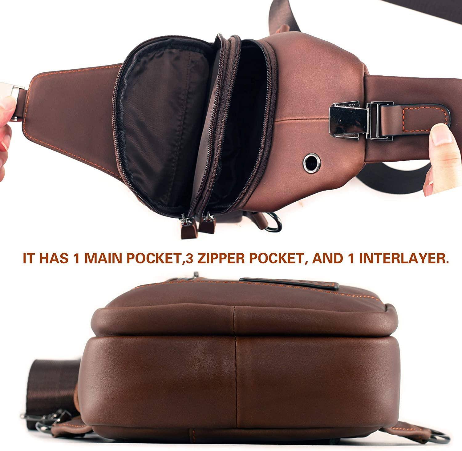Men's Genuine Leather Sling Bag – Slim Professional Carry