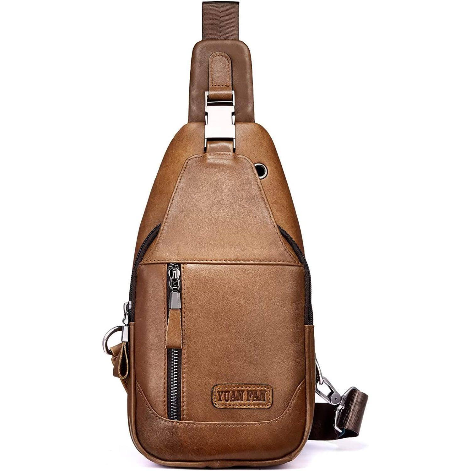 Men's Genuine Leather Sling Bag – Slim Professional Carry