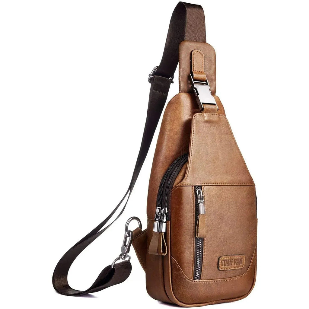 Men's Genuine Leather Sling Bag – Slim Professional Carry