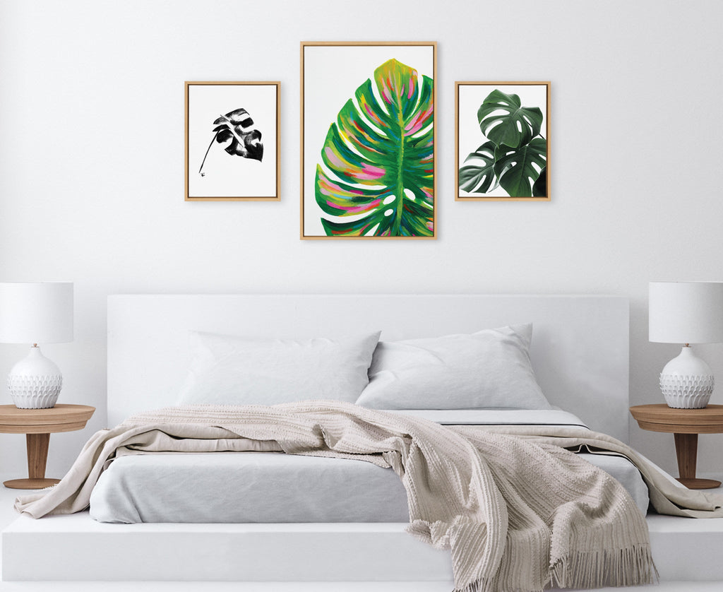 Sylvie Monstera Framed Canvas Art Set – EV Monstera, 582 Monstera & Monstera Leaves