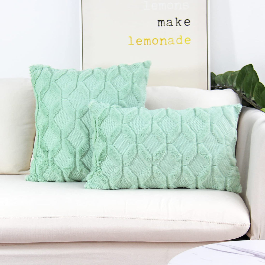 Pack of 2 bundle One 18"x18" with a matching color of one 12"x20" Square and rectangle combo set throw pillow covers with inserts