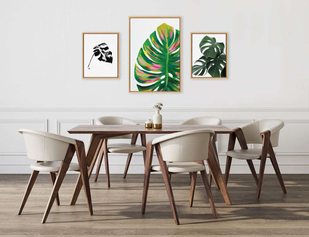 Sylvie Monstera Framed Canvas Art Set – EV Monstera, 582 Monstera & Monstera Leaves