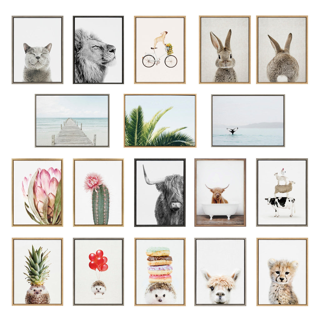 Sylvie Highland Cow & Llama Rustic Bubble Bath Framed Canvas Art Set by Amy Peterson