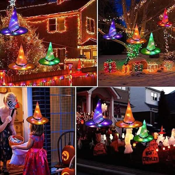 Light-Up Witch Hats for Halloween Decor