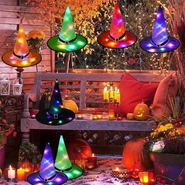 Light-Up Witch Hats for Halloween Decor